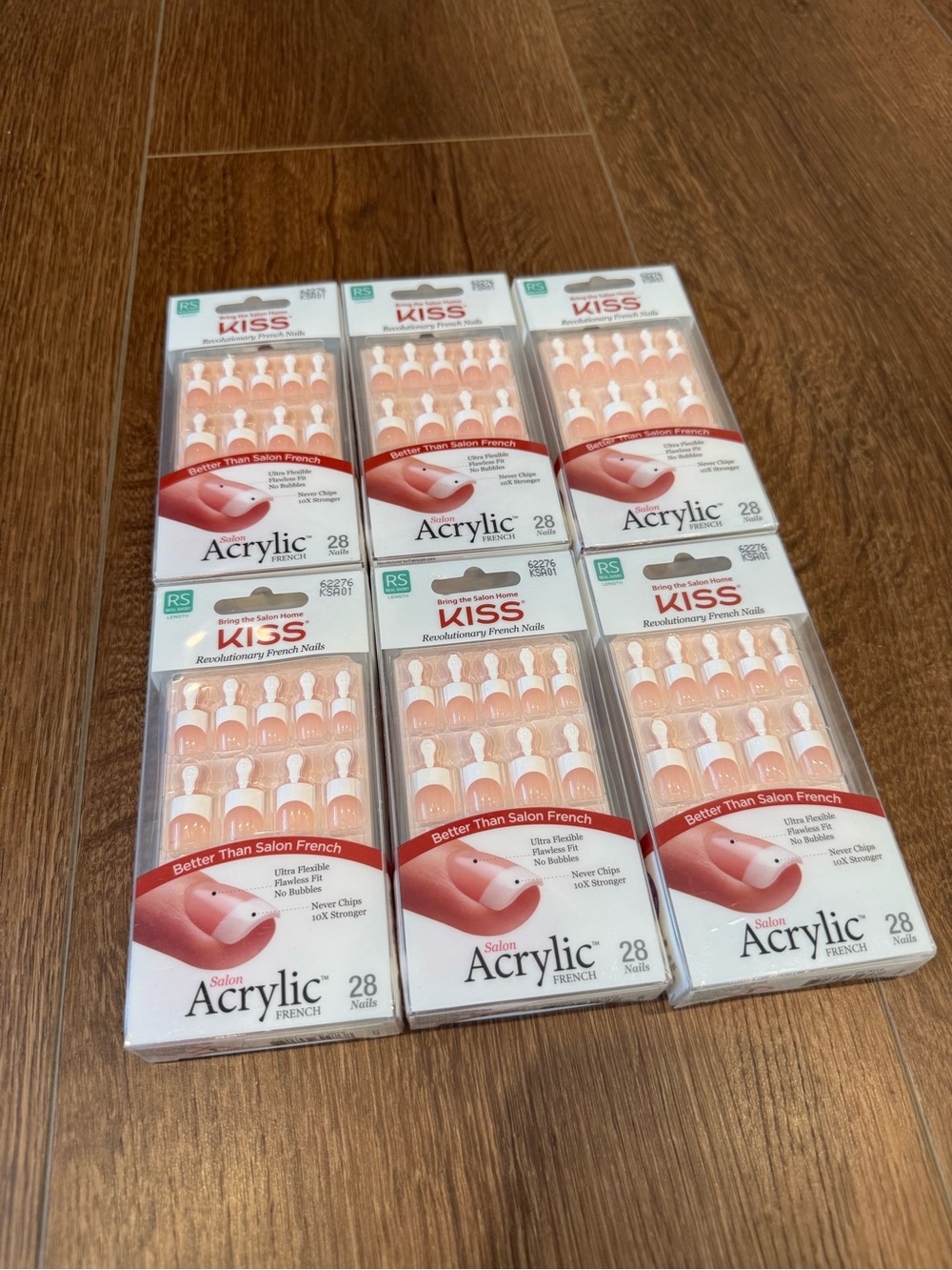 Kiss Acrylic French False Nails - Soft Pink & White (6 Packs)